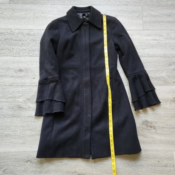 INC International Concepts Black Jacket Coat Womens XS Bell Sleeve Ruffle Cotton - Picture 11 of 12